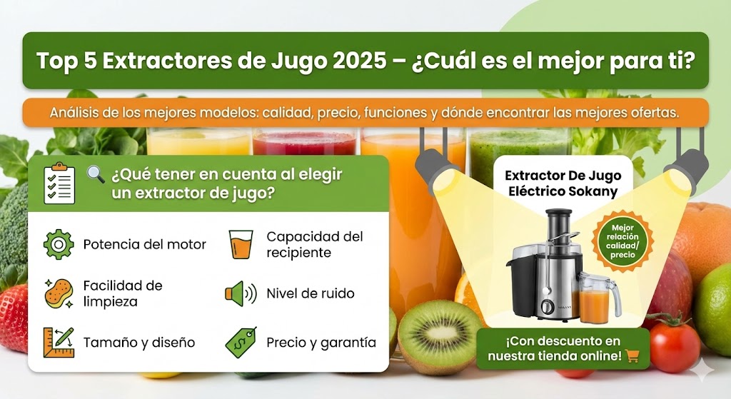 🥤 Top 5 Extractores de Jugo 2025 – ¿Cuál es el mejor para ti?