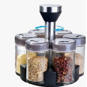 Especiero Giratorio Spice Jm-620 Acrílico Negro Mesa 6 Frascos