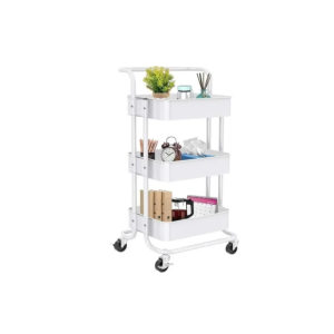 Carrito Auxiliar Organizador Multiusos 3 Niveles Ruedas 360 Color Blanco