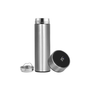 Termo Inteligente Pantalla Digital Bebidas Acero Inoxidable Color Plateado