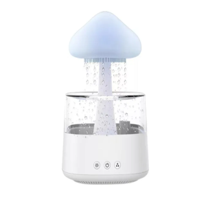 Humificador De Hongo Lluvioso Luz Noctura Aromaterapia Blanco