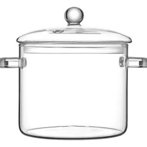 Olla De Vidrio De Borosilicato Con Tapa 1.5 Litros Saludable Transparente