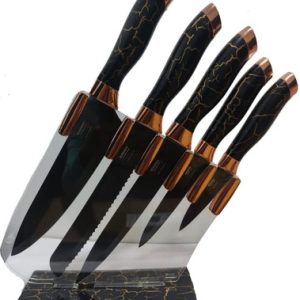 Juego De Cuchillos X6 Piezas Base Transparente Acero Inox Negro