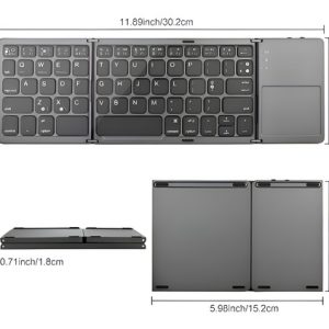 Mini Teclado Bluetooth Plegable Ultrafino Con Panel Táctil Genérica B033 Gris Oscuro
