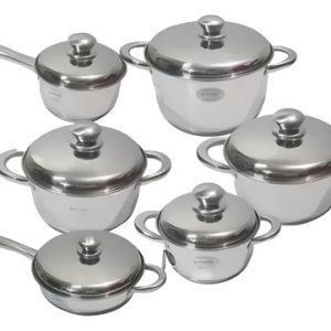 Juego Ollas Acero Quirúrgico Swisshome 12 Piezas Inducción Inoxidable