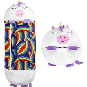 Sleeping Bolsa De Dormir Para Niños Peluche Almohada Diseño Unicornio Blanco