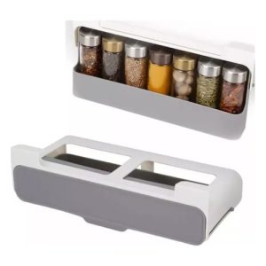 Condimentero De Vidrio Autoadhesivo Organizador Especias Blanco