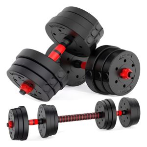 Kit Pesas 20kg Juego De Mancuernas Ejercicio Termoforradas Negro/rojo