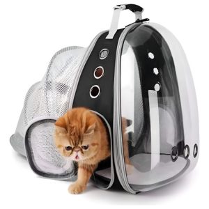 Morral Transparente Para Mascotas, Expandible Y Cómodo Color Gris