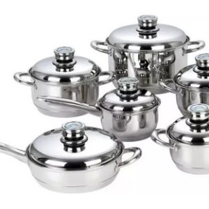 Bateria De Ollas Acero Quirurgico Schaffhausen Germany 12 Pz Plateado