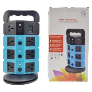 Torre Multitoma Corriente 4 Niveles Usb 12 Tomas 2500w Azul