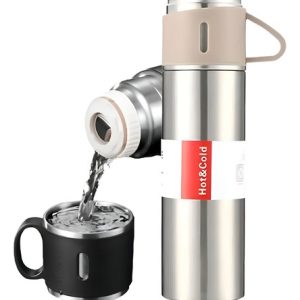 Kit De Botellas Térmicas Squeeze Matte De 3 Tazas De Acero Inoxidable Beige