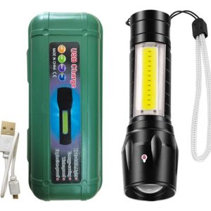 Mini Linterna Led Recargable Bolsillo, Zoom Camping Tactica Color De La Luz Blanca