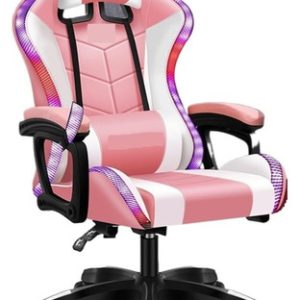 Silla Gamer Oficina Escritorio Ergónomica Masajeadora Rosa Blanco/rosa