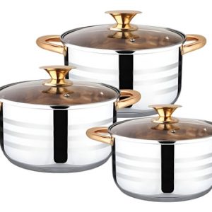 Bateria De Cocina Ollas En Acero Quirurgico Kaisa Villa 6pcs Color Plateado