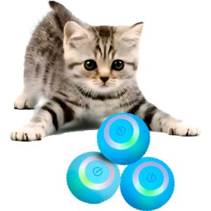 Pelota Interactiva Pet Gravity Recargable Automática Para Gatos Celeste