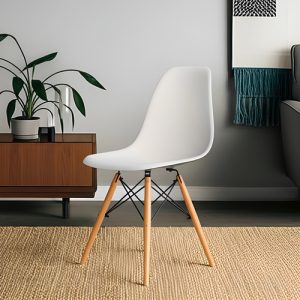 Silla Charles Eames Blanca Con Patas De Madera 82x47 Cm