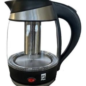 Tetera Ps Plus 1,8 Litros Hervidora De Agua Jarra Vidrio Negro
