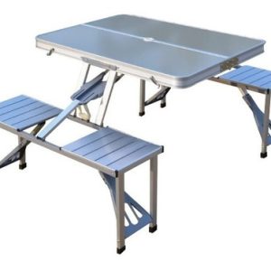 Mesa Plegable Con Sillas Para Exteriores Picnic Camping Plateado