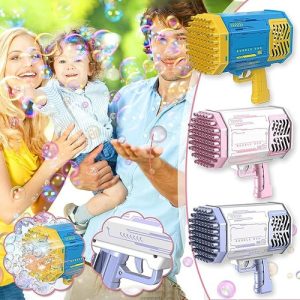 Pistola Burbujas Fbci Rocket 6000 Burbujas Minuto Luz Sonido Rosado