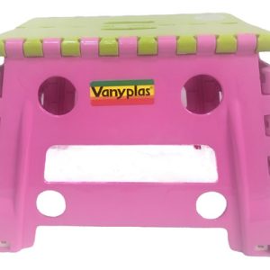 Butaquito Plegable Pequeño Plástico Antideslizante Vanyplas Color Rosa/verde