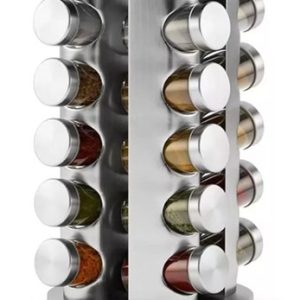 Especiero Cocina 20 Frascos Condimentos Giratorio Metalico Agua