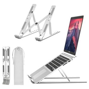 Soporte Plegable Para Laptop Aluminio Antideslizante Ivarma Plateado