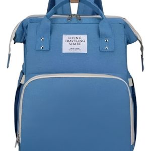 Pañalera Cambiador Plegable Bolso Multifuncional Impermeable Azul Liso