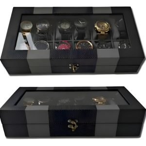Organizador De Relojes Estuche Relojera De Lujo 12 Puestos Color Negro