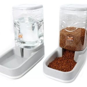 Dispensador De Comida Grande Mascotas Agua Perros Gatos Blanco
