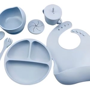 Kit Alimentación Bebe Niño Vajilla En Silicona Plato Babero Color Colores
