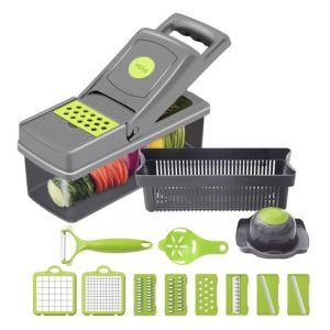 Rallador Picador Multifuncional 8 En 1 Gris