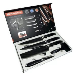 Juego De Cuchillos De Cocina X 7 Piezas Acero Inoxidable Negro