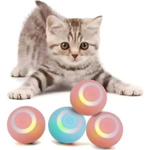 Pelota Bola Inteligente Para Gatos Perros Recargable Usb C Color Rosa