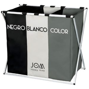 Cesta Ropa Jom 3 Divisiones Tela Oxford Plegable Color Negro Joc94