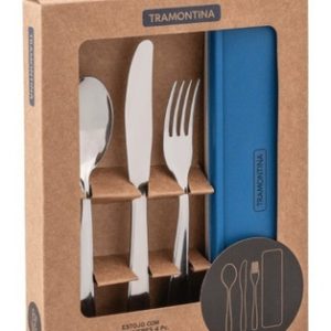 Juego De Cubiertos Portatil Tramontina + Estuche 4 Piezas
