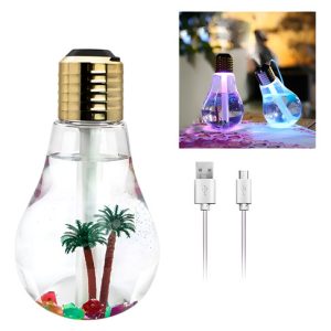 Humidificador Diseño De Bombillo De 400ml Difusor Aroma Led Agua