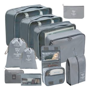Organizador De Ropa Para Maleta De Viaje Original Travel Poliester 11 Pcs Color Gris Impermeable