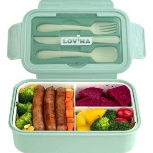 Porta Comidas Con Cubiertos Lonchera Recipiente Para Comida Verde Menta