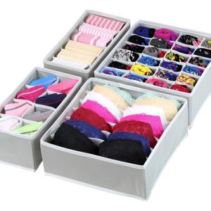 4 Organizadores Plegables De Ropa Interior Para Cajones Color Gris