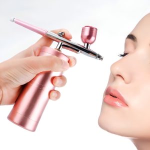 Aerógrafo Compresor Inalámbrico Recargable Hysmart Rosa Para Pintura Y Maquillaje