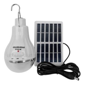 Kit Bombillo Recargable 5w Portátil Liviano Con Panel Solar Blanco