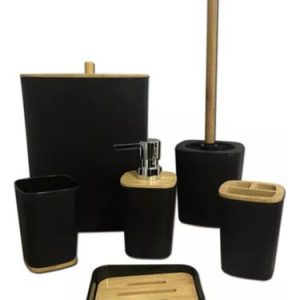 Utensilios Para Baño Organizador Con Dispensador De Jabon X6 Negro
