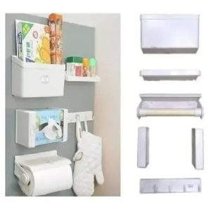 Organizador De Nevera Magnetico Dispensador 5 En 1 Blanco