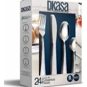 Juego De Cubiertos 24 Piezas Acero Inoxidable Dkasa Plateado