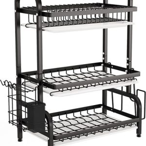 Escurridor Platos Estante 3 Niveles Color Negro Organizador