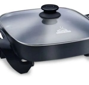 Sarten Eléctrico Cuadrado Home Elements Wok Tapa Vidrio 30cm Negro