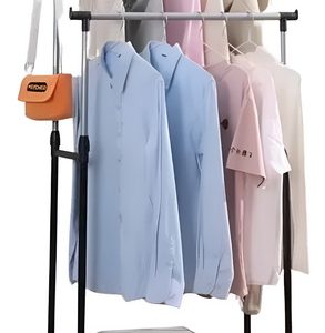 Tendedero Double Rack Negro Metálico Ajustable Piso Tw-999 75x38x140cm