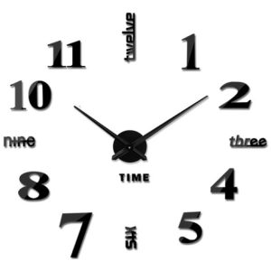 Reloj De Pared Sin Marco Grande 3d 40 X 40 Cm Hogar Negro