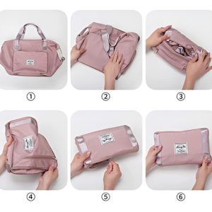 Bandolera De Viaje Grande, Impermeable Y Plegable Para Mujer, Color Violeta Oscuro, Diseño Con Nombre Liso